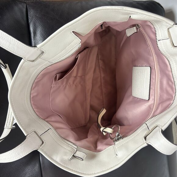 Coach 17041 Audrey Leigh Laser Cut Perforated Ivory Leather Tote Shoulder Bag - Picture 9 of 14